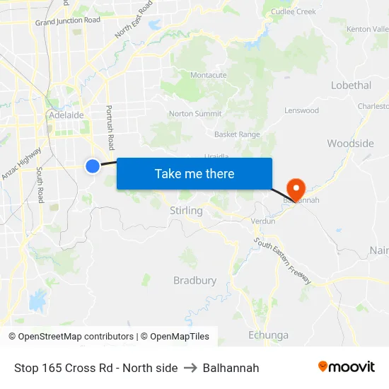 Stop 165 Cross Rd - North side to Balhannah map