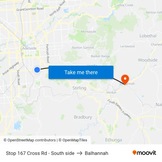 Stop 167 Cross Rd - South side to Balhannah map