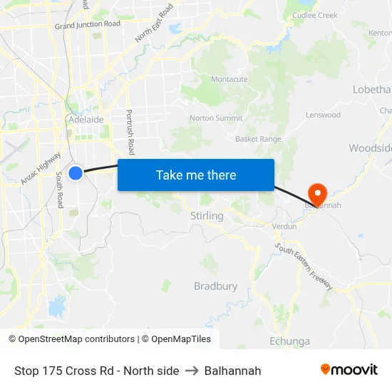 Stop 175 Cross Rd - North side to Balhannah map