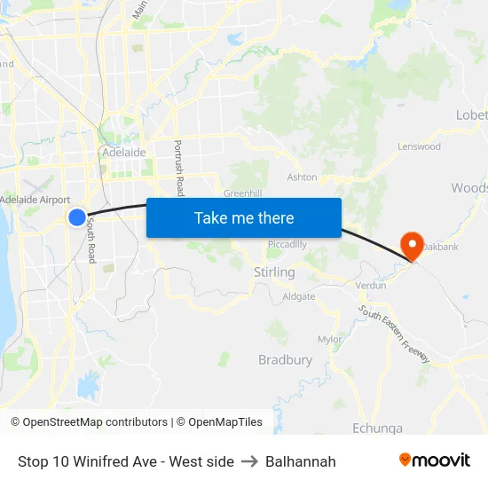 Stop 10 Winifred Ave - West side to Balhannah map