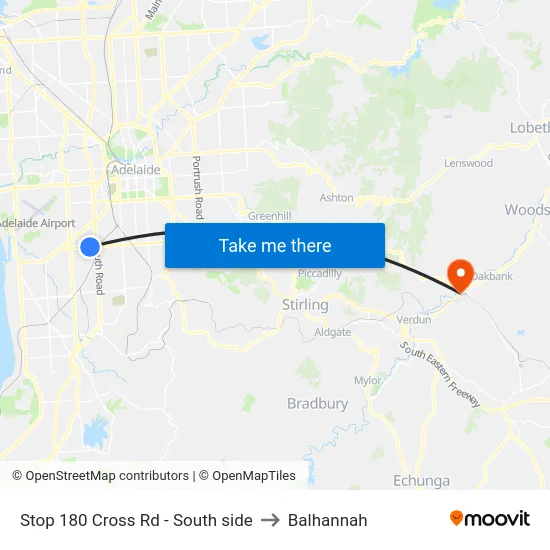 Stop 180 Cross Rd - South side to Balhannah map