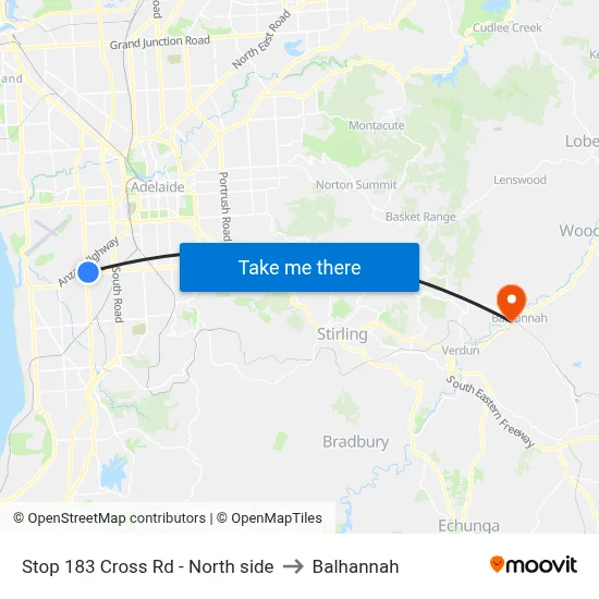 Stop 183 Cross Rd - North side to Balhannah map