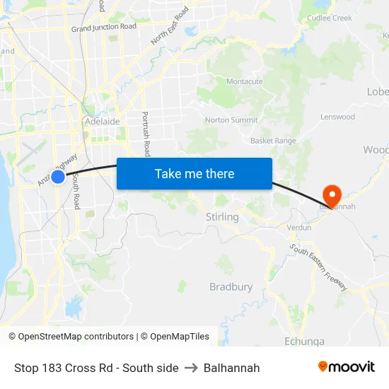 Stop 183 Cross Rd - South side to Balhannah map