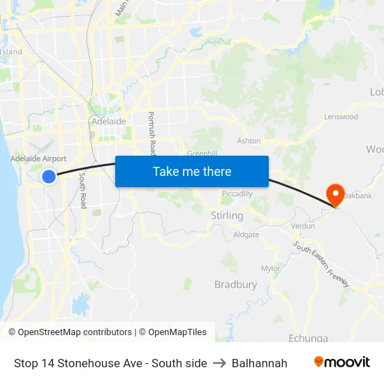Stop 14 Stonehouse Ave - South side to Balhannah map