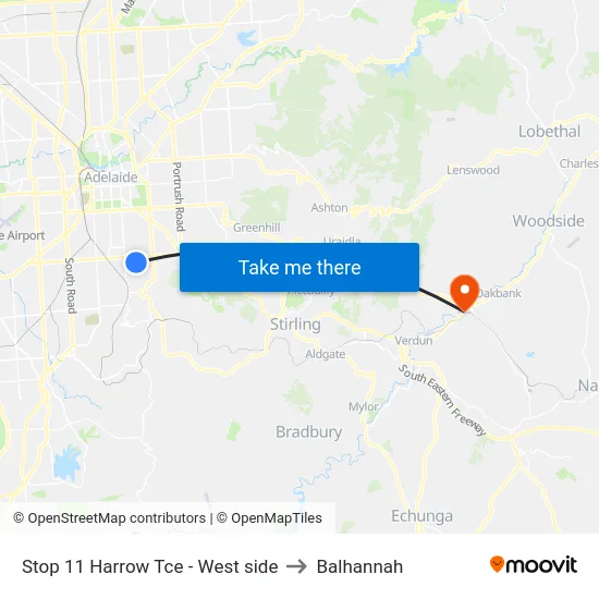 Stop 11 Harrow Tce - West side to Balhannah map