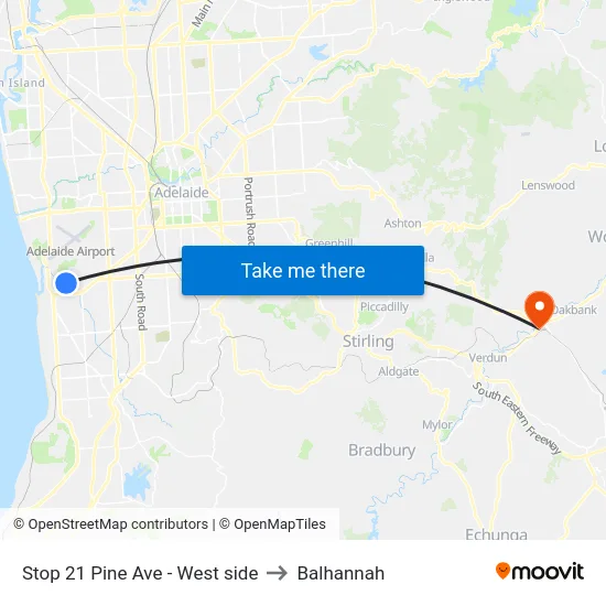 Stop 21 Pine Ave - West side to Balhannah map