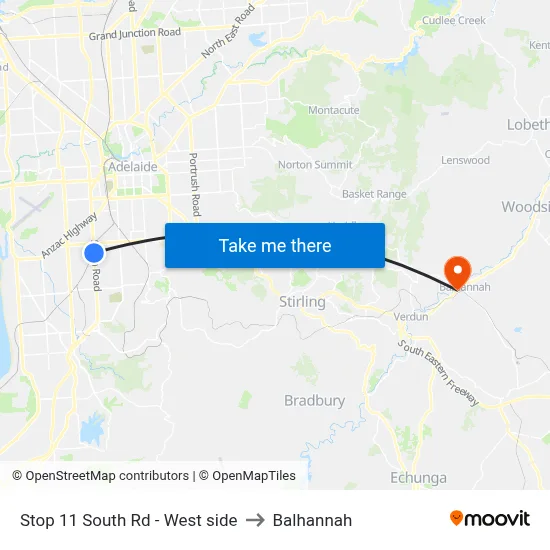 Stop 11 South Rd - West side to Balhannah map