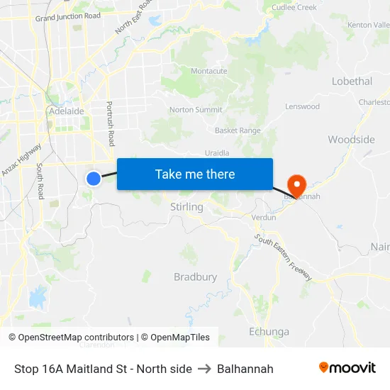 Stop 16A Maitland St - North side to Balhannah map