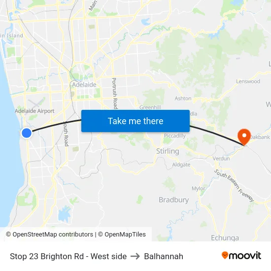 Stop 23 Brighton Rd - West side to Balhannah map