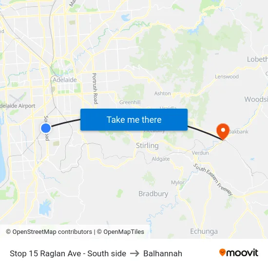 Stop 15 Raglan Ave - South side to Balhannah map