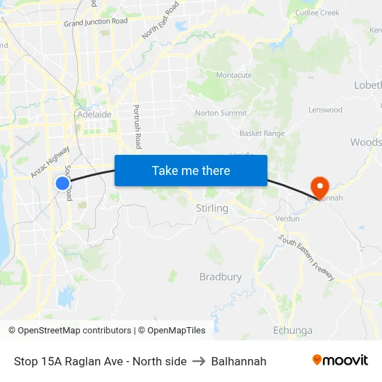 Stop 15A Raglan Ave - North side to Balhannah map
