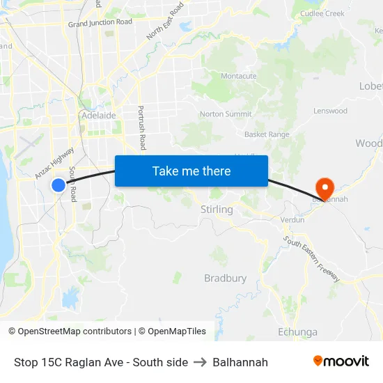 Stop 15C Raglan Ave - South side to Balhannah map