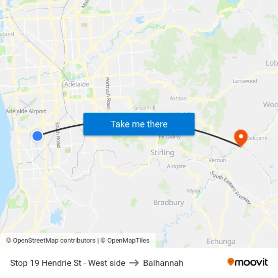 Stop 19 Hendrie St - West side to Balhannah map
