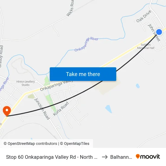 Stop 60 Onkaparinga Valley Rd - North side to Balhannah map
