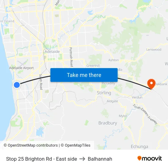 Stop 25 Brighton Rd - East side to Balhannah map
