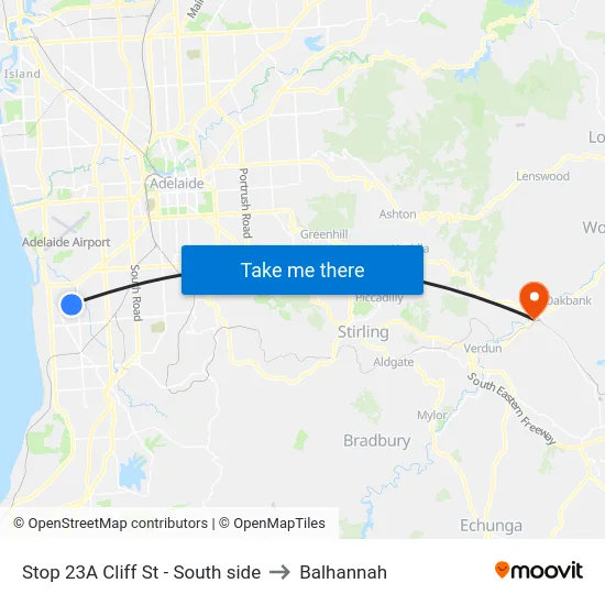 Stop 23A Cliff St - South side to Balhannah map