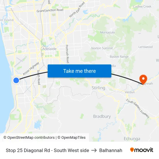 Stop 25 Diagonal Rd - South West side to Balhannah map