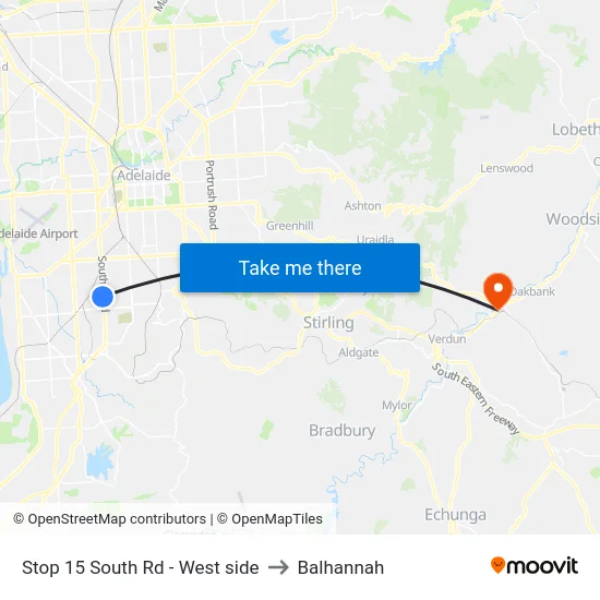 Stop 15 South Rd - West side to Balhannah map