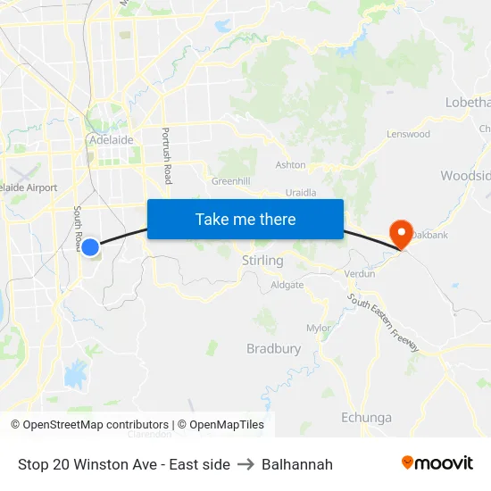 Stop 20 Winston Ave - East side to Balhannah map