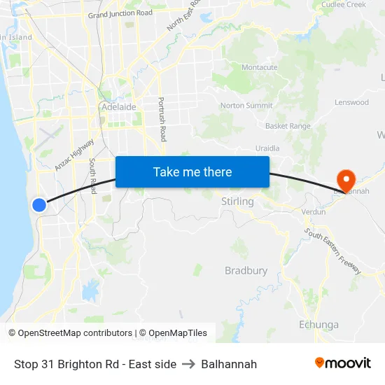 Stop 31 Brighton Rd - East side to Balhannah map
