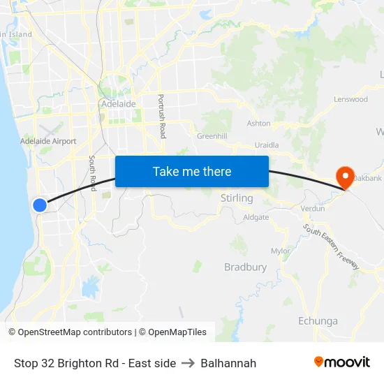 Stop 32 Brighton Rd - East side to Balhannah map