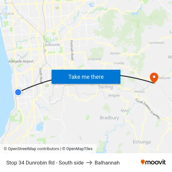Stop 34 Dunrobin Rd - South side to Balhannah map