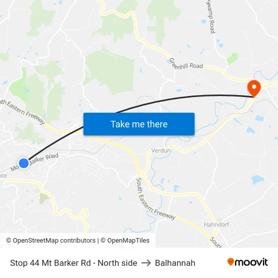 Stop 44 Mt Barker Rd - North side to Balhannah map