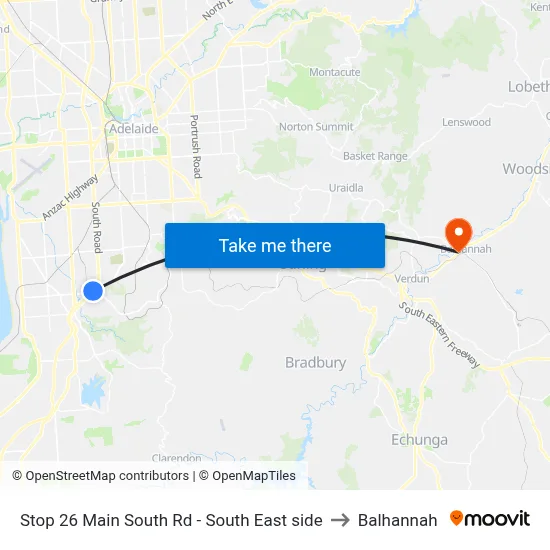 Stop 26 Main South Rd - South East side to Balhannah map