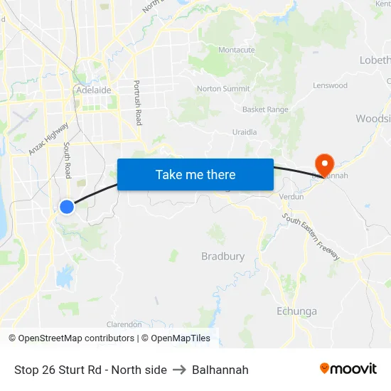Stop 26 Sturt Rd - North side to Balhannah map