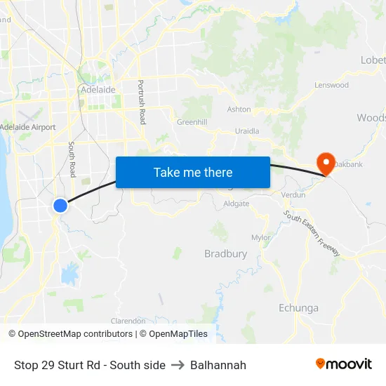 Stop 29 Sturt Rd - South side to Balhannah map