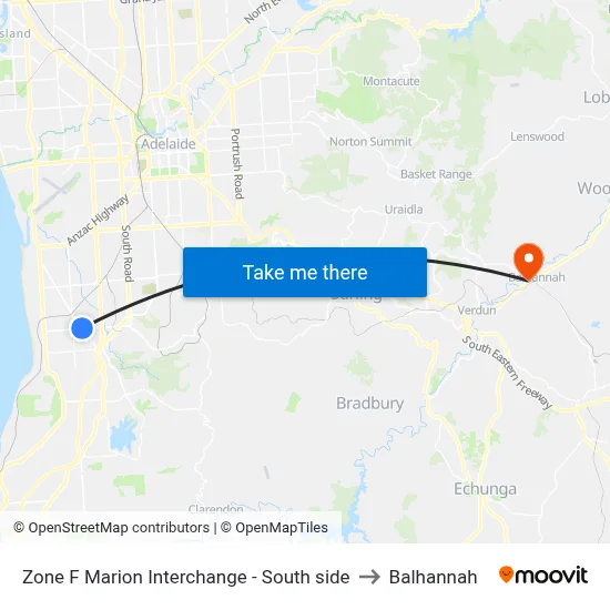 Zone F Marion Interchange - South side to Balhannah map