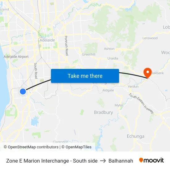 Zone E Marion Interchange - South side to Balhannah map