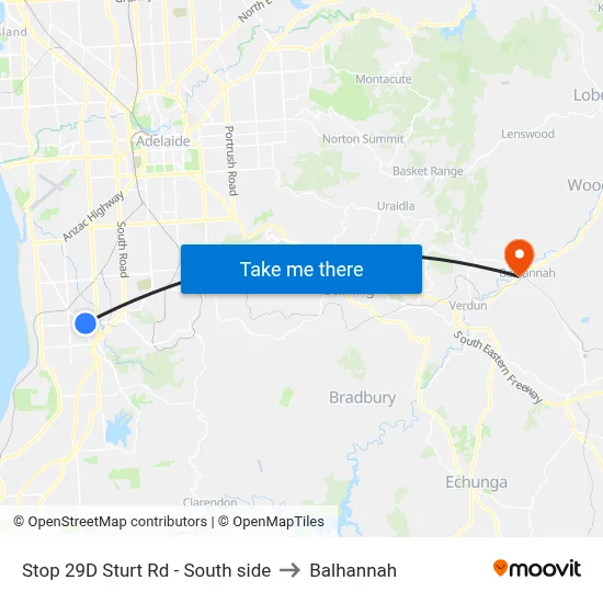 Stop 29D Sturt Rd - South side to Balhannah map