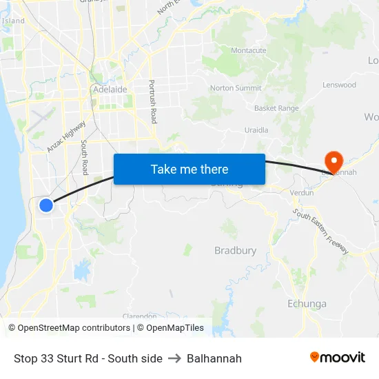 Stop 33 Sturt Rd - South side to Balhannah map