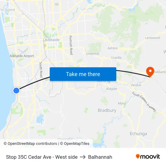 Stop 35C Cedar Ave - West side to Balhannah map