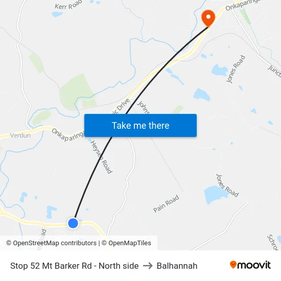 Stop 52 Mt Barker Rd - North side to Balhannah map