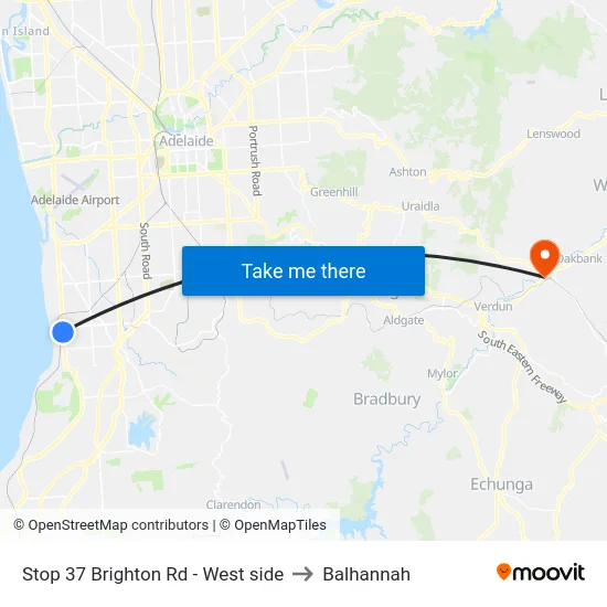 Stop 37 Brighton Rd - West side to Balhannah map