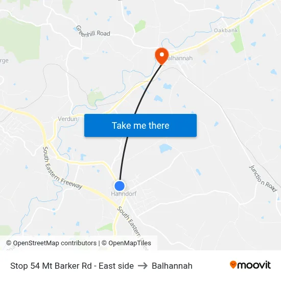Stop 54 Mt Barker Rd - East side to Balhannah map