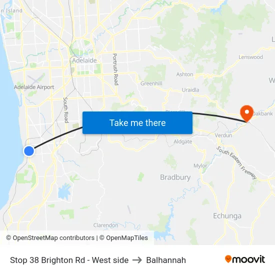 Stop 38 Brighton Rd - West side to Balhannah map