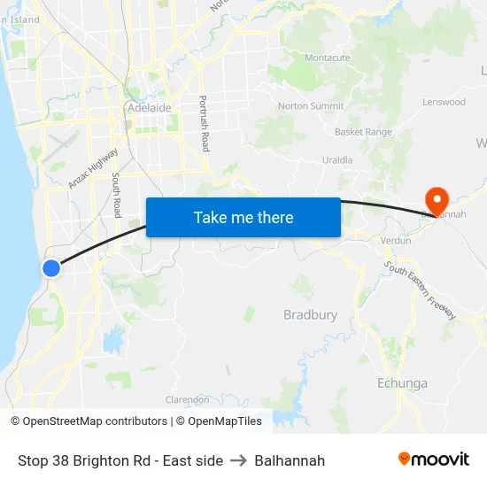 Stop 38 Brighton Rd - East side to Balhannah map
