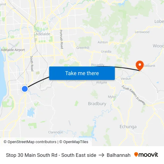 Stop 30 Main South Rd - South East side to Balhannah map