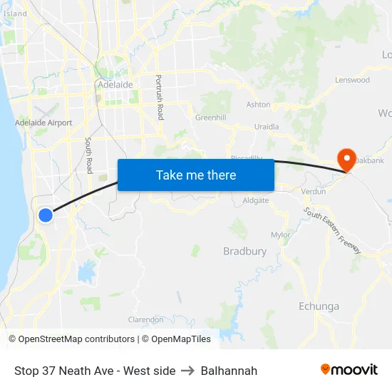 Stop 37 Neath Ave - West side to Balhannah map