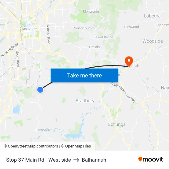 Stop 37 Main Rd - West side to Balhannah map