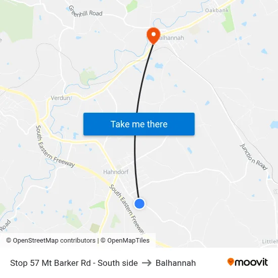 Stop 57 Mt Barker Rd - South side to Balhannah map