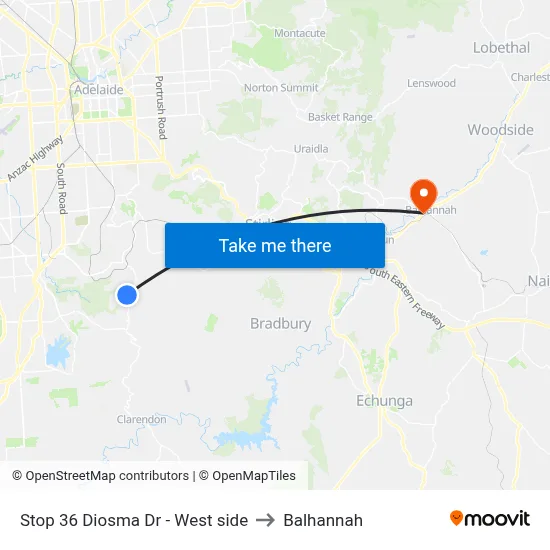 Stop 36 Diosma Dr - West side to Balhannah map