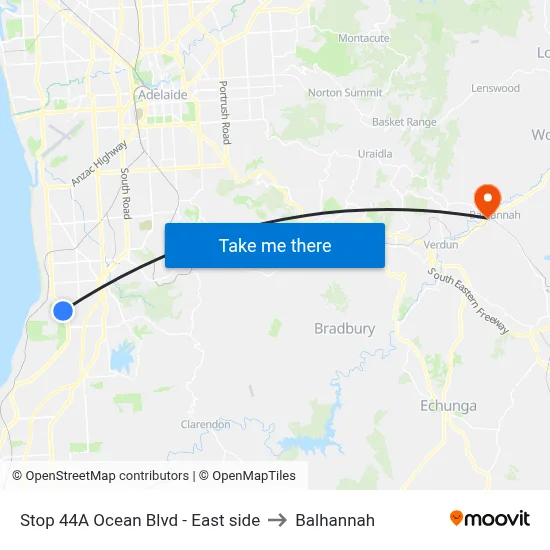 Stop 44A Ocean Blvd - East side to Balhannah map