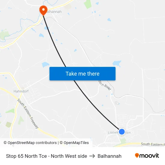 Stop 65 North Tce - North West side to Balhannah map