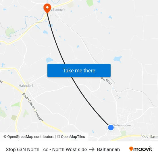 Stop 63N North Tce - North West side to Balhannah map