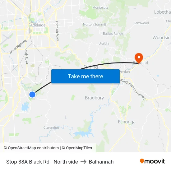 Stop 38A Black Rd - North side to Balhannah map
