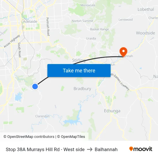 Stop 38A Murrays Hill Rd - West side to Balhannah map